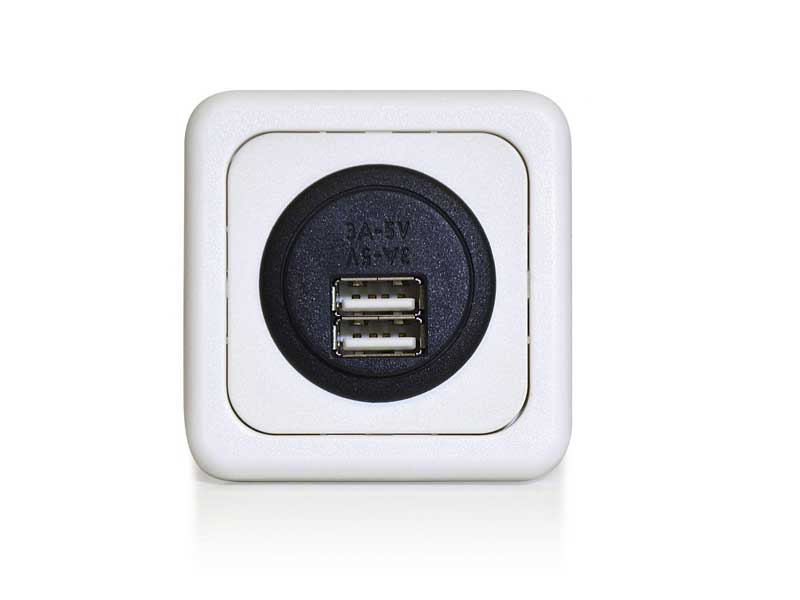 Prise USB double type A encastrable blanc 5V