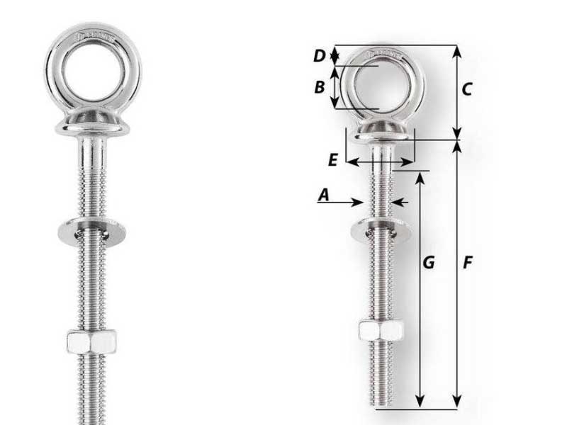 Boulon à œil Wichard inox A4 10x100mm